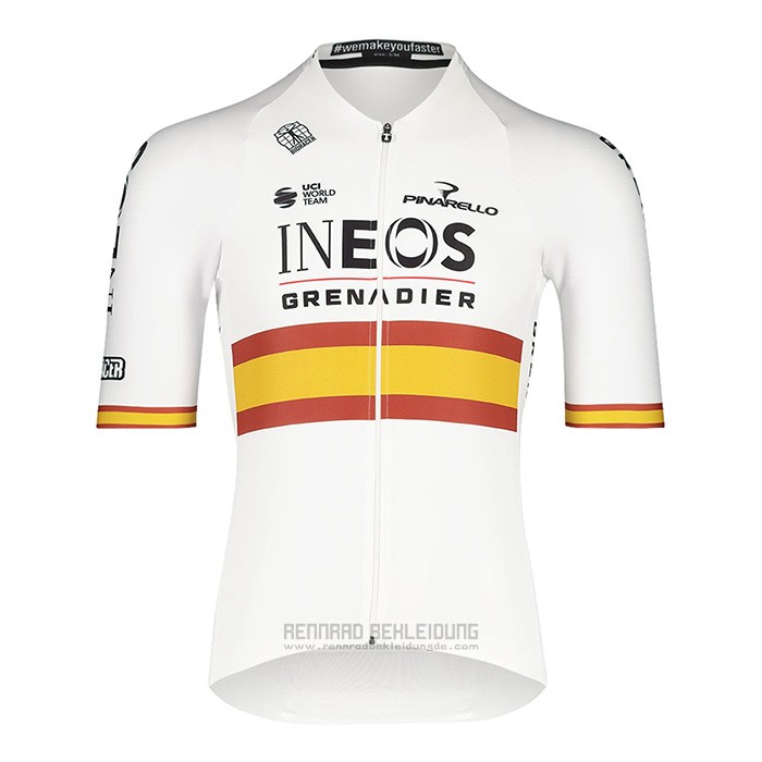 2022 Fahrradbekleidung Spanien Champion Ineos Wei Rot Trikot Kurzarm und Tragerhose